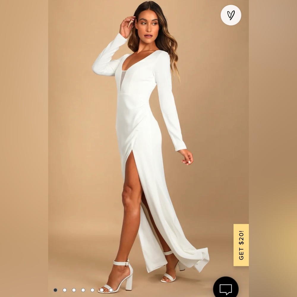 Lulus Romance For The Ages White Long Sleeve Maxi Dress